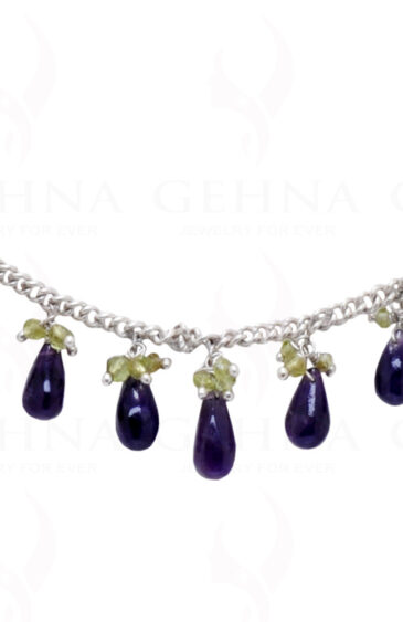 Amethyst & Peridot Gemstone Chain Knotted In.925 Sterling Silver CS-1141