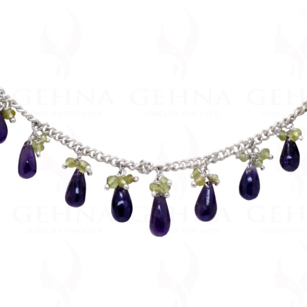 Amethyst & Peridot Gemstone Chain Knotted In.925 Sterling Silver CS-1141