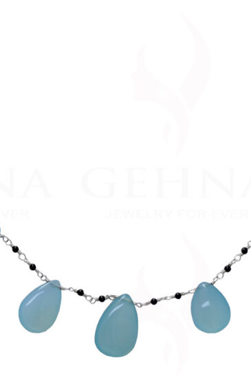 Onyx & Chalcedony Gemstone Chain Knotted In.925 Sterling Silver CS-1142