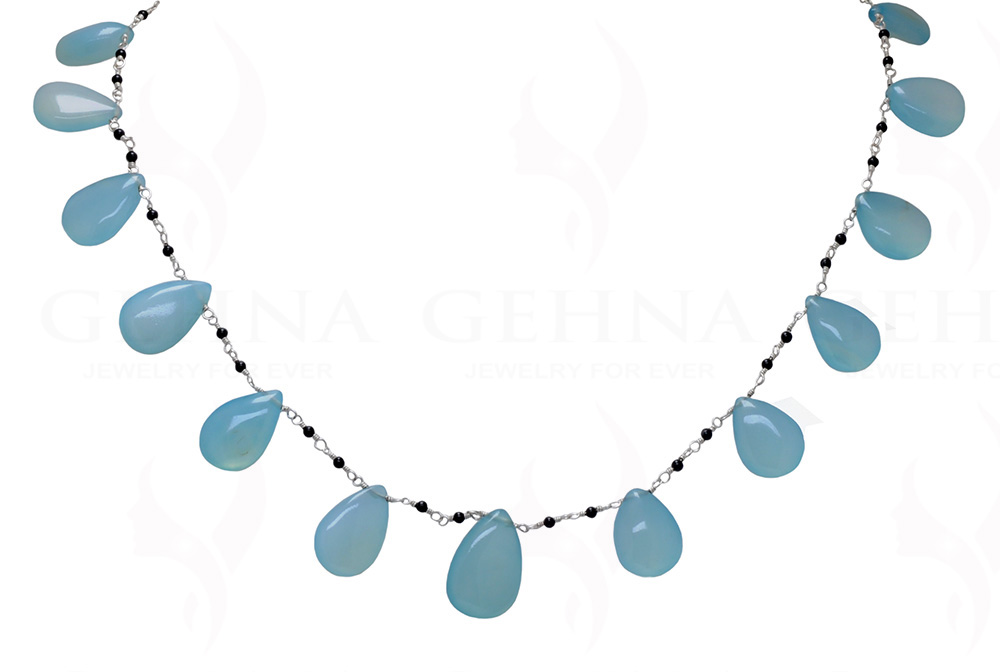 Onyx & Chalcedony Gemstone Chain Knotted In.925 Sterling Silver CS-1142