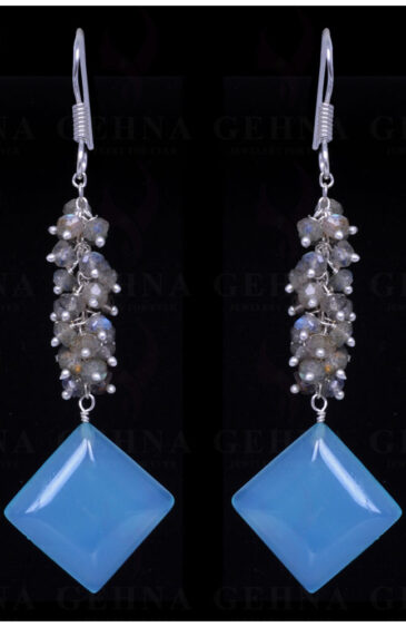 Labradorite & Blue Chalcedony Gemstone .925 Sterling Silver Earrings ES-1142