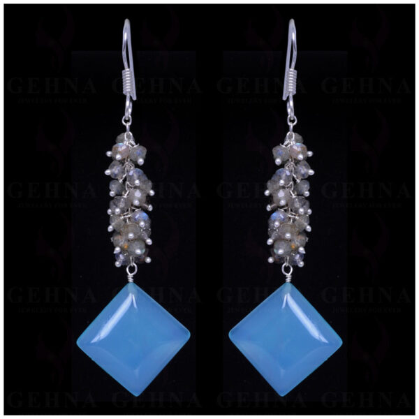 Labradorite & Blue Chalcedony Gemstone .925 Sterling Silver Earrings ES-1142