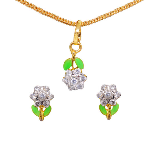 Topaz Studded Elegant Pendant & Earring Set With Enamel Work FP-1142