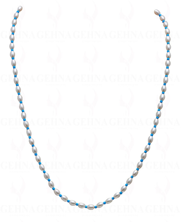 Pearl & Blue Turquoise Gemstone Necklace NM-1142