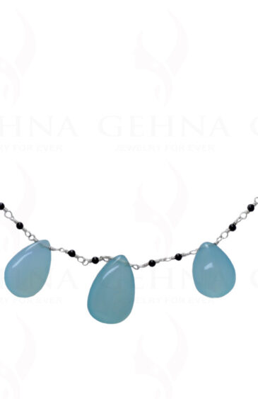 Onyx & Chalcedony Gemstone Chain Knotted In.925 Sterling Silver CS-1142