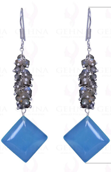 Labradorite & Blue Chalcedony Gemstone .925 Sterling Silver Earrings ES-1142