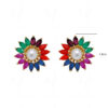 Pearl & Multicolor Studded Flower Shape Earrings FE-1142