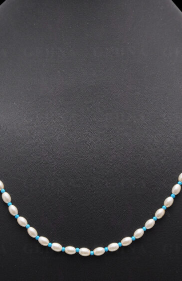 Pearl & Blue Turquoise Gemstone Necklace NM-1142