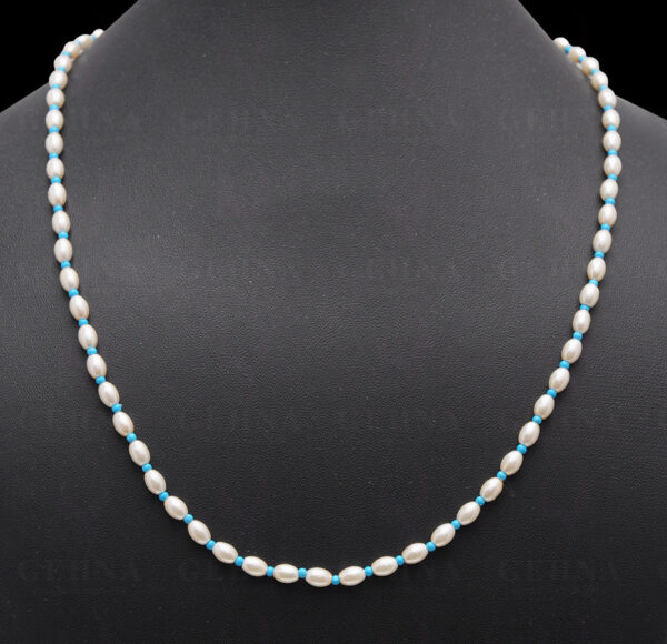 Pearl & Blue Turquoise Gemstone Necklace NM-1142