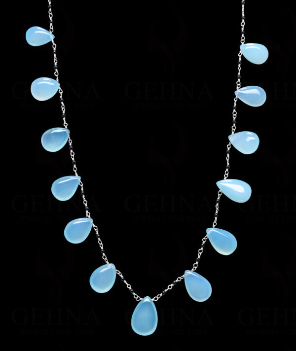 Onyx & Chalcedony Gemstone Chain Knotted In.925 Sterling Silver CS-1142