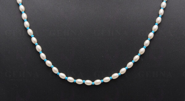 Pearl & Blue Turquoise Gemstone Necklace NM-1142