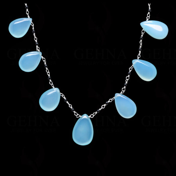 Onyx & Chalcedony Gemstone Chain Knotted In.925 Sterling Silver CS-1142