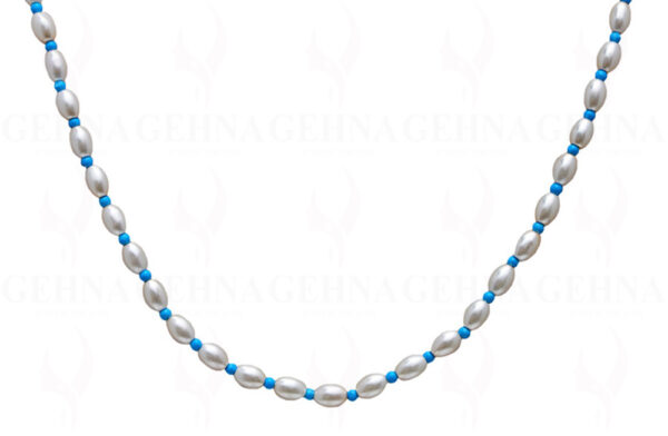 Pearl & Blue Turquoise Gemstone Necklace NM-1142