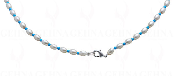 Pearl & Blue Turquoise Gemstone Necklace NM-1142