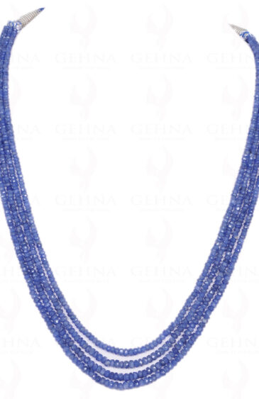 4 Rows Of Blue Sapphire Gemstone Round Faceted Bead Necklace NP-1143