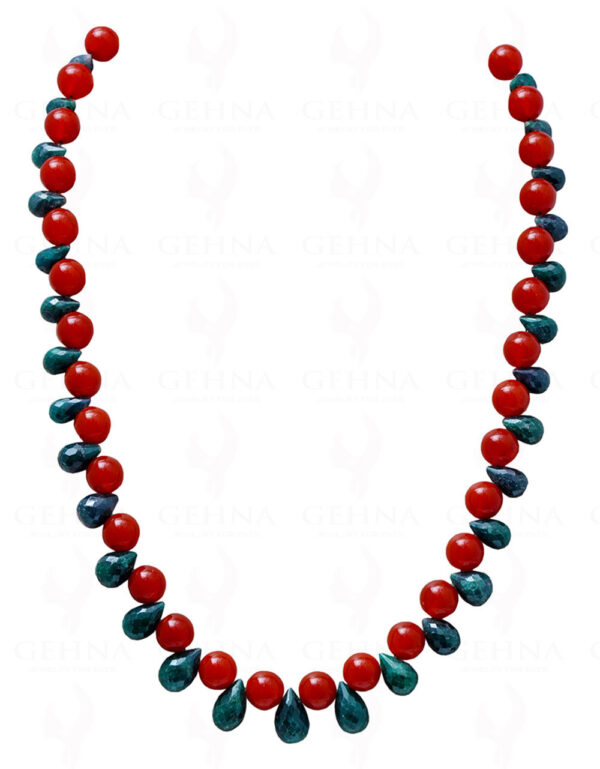 Emerald Drops & Carnelian Gemstone Bead Necklace NS-1143