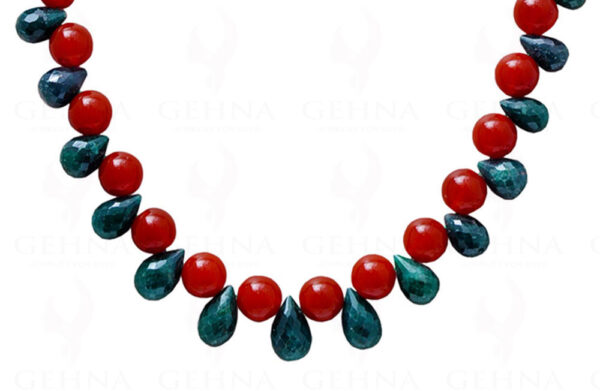 Emerald Drops & Carnelian Gemstone Bead Necklace NS-1143