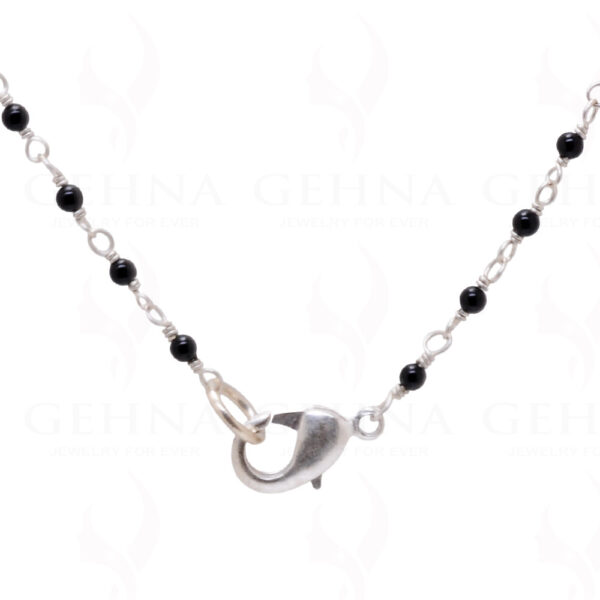 Black & Green Onyx Gemstone Bead Chain  Knotted In.925 Sterling Silver CS-1143