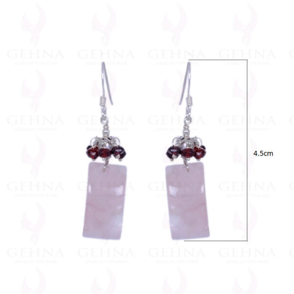 Rose Quartz & Red Garnet Gemstone Earrings Made In .925 Sterling Silver ES-1144