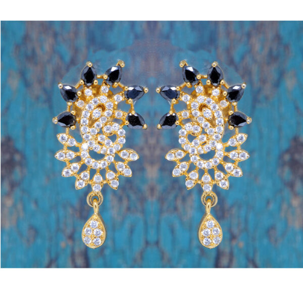 Natural Black Spinel & Topaz Studded Elegant Pendant & Earring Set FP-1144