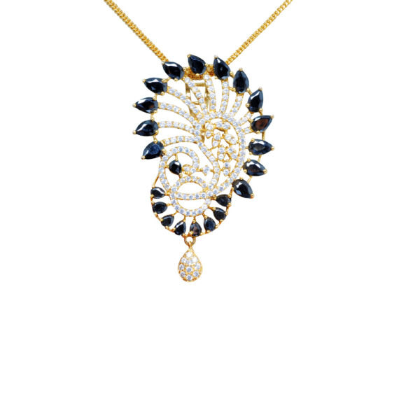 Natural Black Spinel & Topaz Studded Elegant Pendant & Earring Set FP-1144