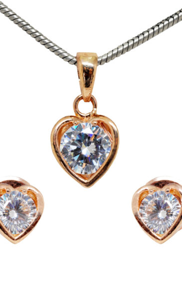 Trendy Topaz Studded Heart Shaped Classy Pendant & Earring Set FP-1145
