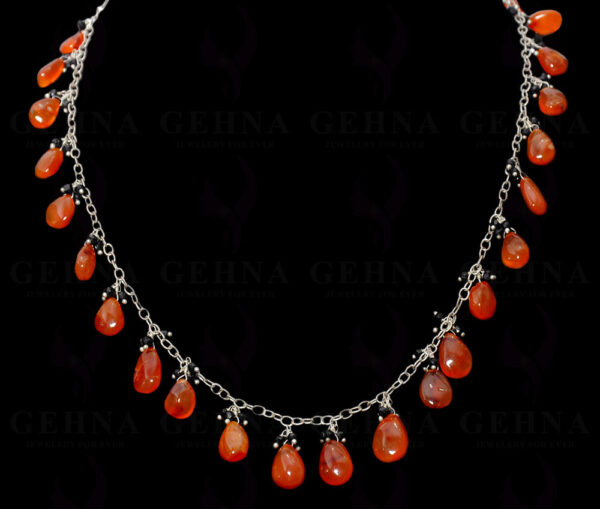 Carnelian & Spinel Bead Chain Knotted In .925 Sterling Silver CS-1146