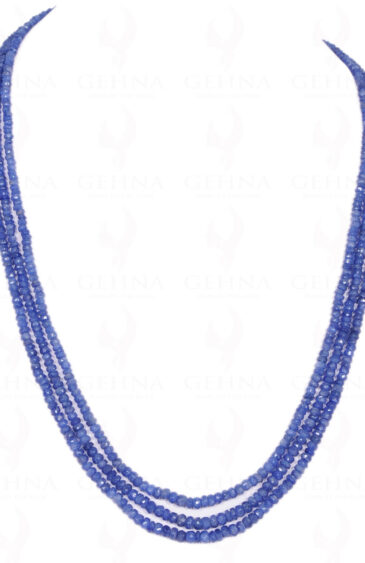3 Rows Of Blue Sapphire Gemstone Round Faceted Bead NP-1146
