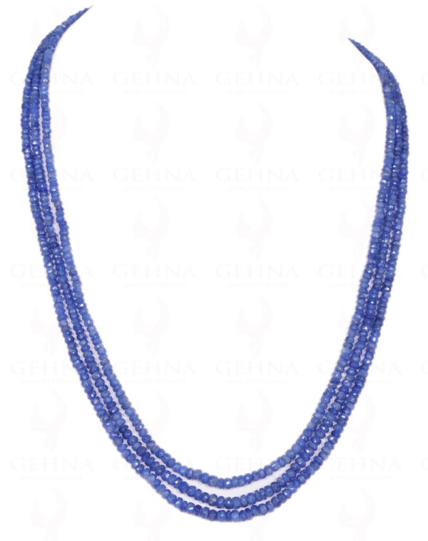 3 Rows Of Blue Sapphire Gemstone Round Faceted Bead NP-1146