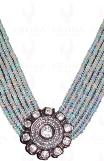 7 Rows of Australian Opal Gemstone Bead Earrings & Necklace Set NS-1146