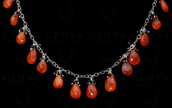 Carnelian & Spinel Bead Chain Knotted In .925 Sterling Silver CS-1146