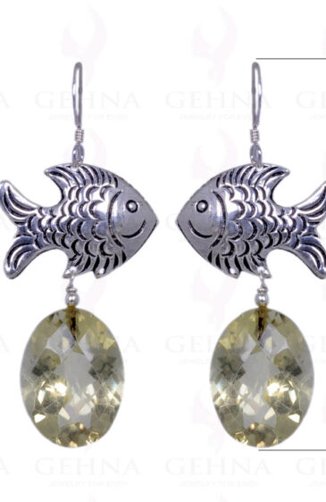 Lemon Topaz Gemstone Earrings With .925 Sterling Silver Elements ES-1146