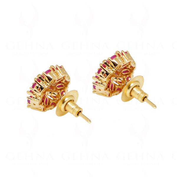 Ruby Studded Flower Shape Festive Earrings FE-1146