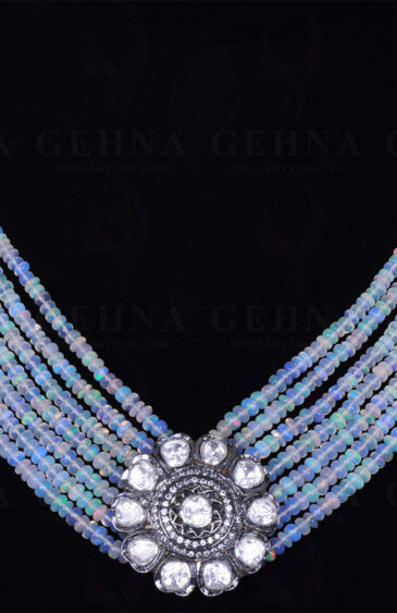 7 Rows of Australian Opal Gemstone Bead Earrings & Necklace Set NS-1146