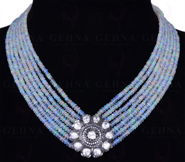 7 Rows of Australian Opal Gemstone Bead Earrings & Necklace Set NS-1146