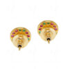 White Pearl, Ruby & Emerald Studded Globe Shaped Earrings FE-1147