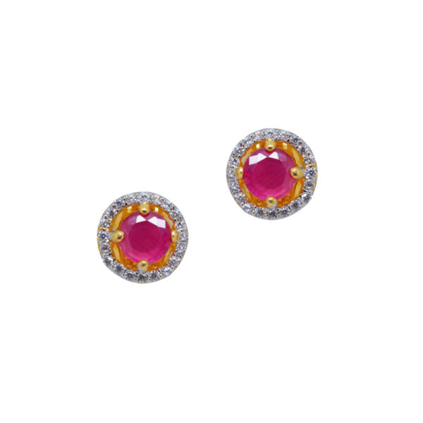 Elegant Ruby & Classic Topaz Studded Round Shaped Pendant & Earring Set FP-1147