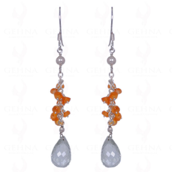 Green Amethyst & Carnelian Gemstone Earrings Made In .925 Sterling Silver ES-1148