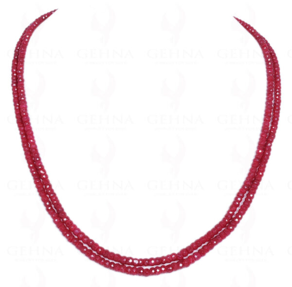 2 Rows Of Ruby Gemstone Round Faceted Bead NP-1148