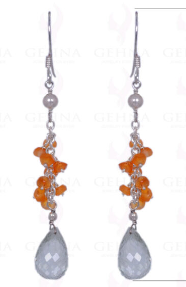 Green Amethyst & Carnelian Gemstone Earrings Made In .925 Sterling Silver ES-1148