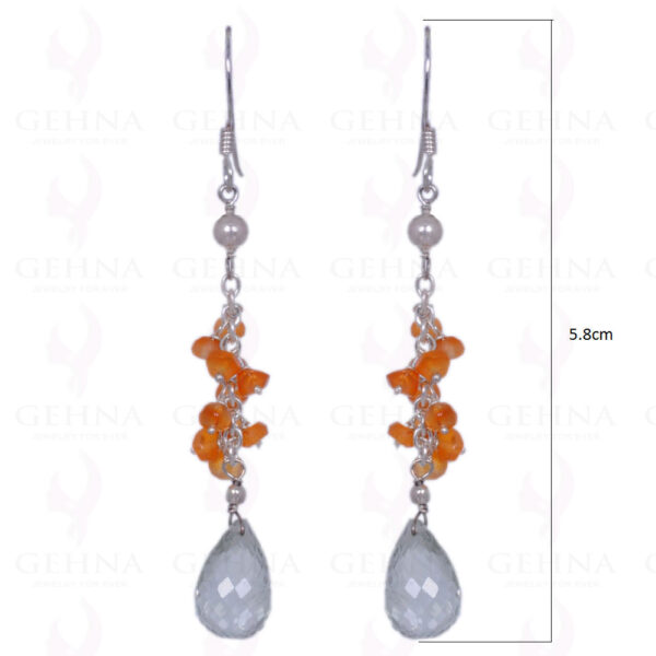 Green Amethyst & Carnelian Gemstone Earrings Made In .925 Sterling Silver ES-1148