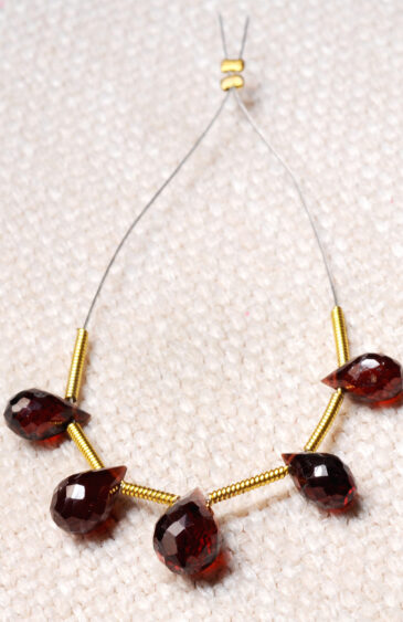 5 Loose Piece of Red Garnet Gemstone Faceted Drop Shaped Bead NS-1148