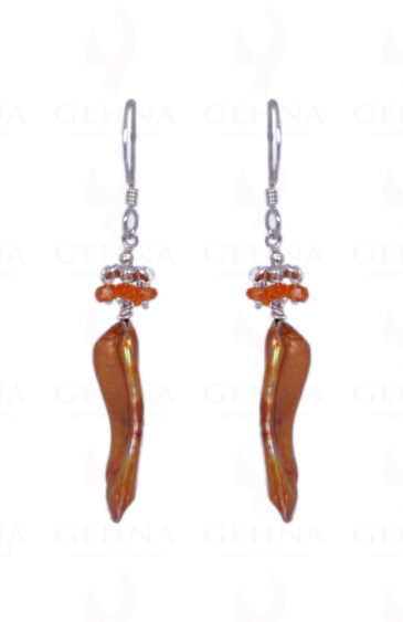 Pearl & Carnelian Gemstone Earrings Made In .925 Sterling Silver ES-1149