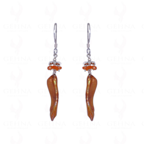 Pearl & Carnelian Gemstone Earrings Made In .925 Sterling Silver ES-1149