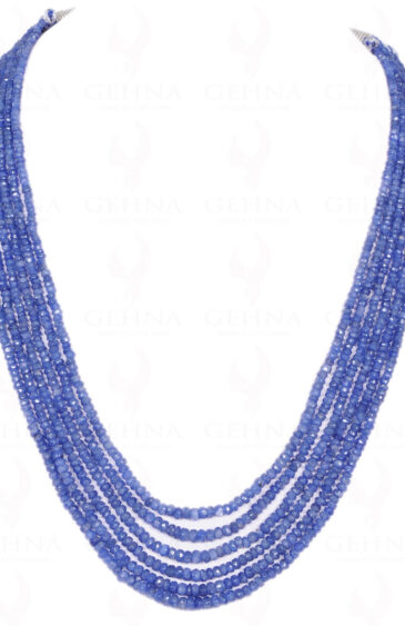 6 Rows Of Blue Sapphire Gemstone Round Faceted Bead Necklace NP-1149