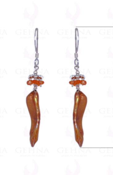 Pearl & Carnelian Gemstone Earrings Made In .925 Sterling Silver ES-1149