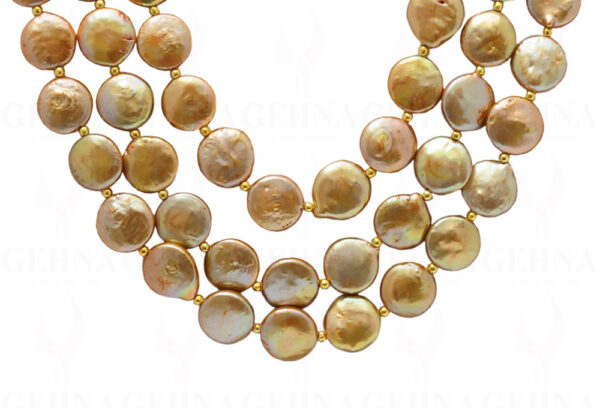 Golden Color Mother Of Pearl & Black Onyx Gemstone Beaded Necklace NM-1149