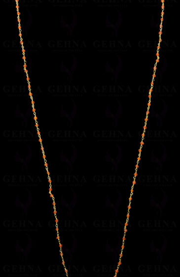 Carnelian Gemstone Faceted Bead Gemstone Chain In.925 Sterling Silver CS-1150