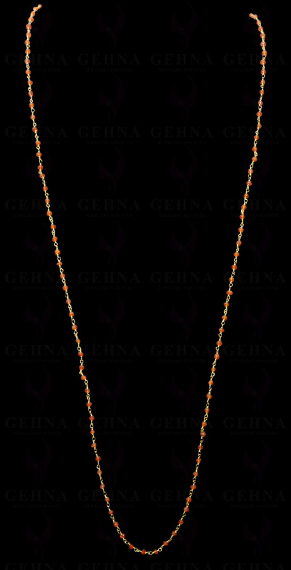 Carnelian Gemstone Faceted Bead Gemstone Chain In.925 Sterling Silver CS-1150