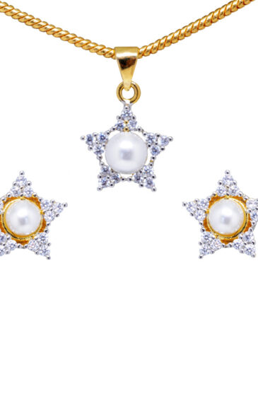 Stunning Pearl & Classic Topaz Studded Pendant & Earring Set And Women FP-1150